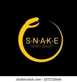 vector snake logo template. danger snake icon. viper orange silhouette isolated on black