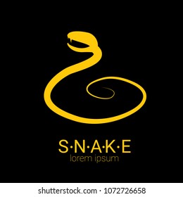 vector snake logo template. danger snake icon. viper orange silhouette isolated on black