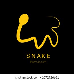 vector snake logo template. danger snake icon. viper orange silhouette isolated on black