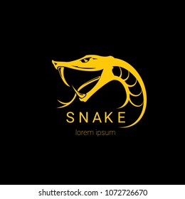 vector snake logo template. danger snake icon. viper orange silhouette isolated on black