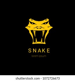 vector snake logo template. danger snake icon. viper orange silhouette isolated on black