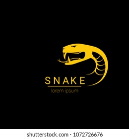 vector snake logo template. danger snake icon. viper orange silhouette isolated on black