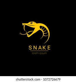 vector snake logo template. danger snake icon. viper orange silhouette isolated on black