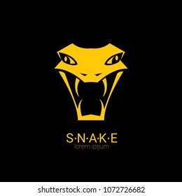 vector snake logo template. danger snake icon. viper orange silhouette isolated on black