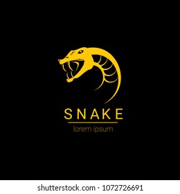 vector snake logo template. danger snake icon. viper orange silhouette isolated on black