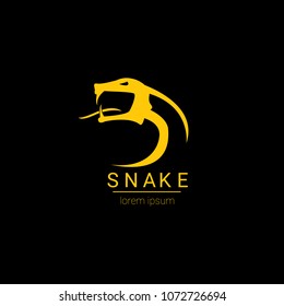 vector snake logo template. danger snake icon. viper orange silhouette isolated on black