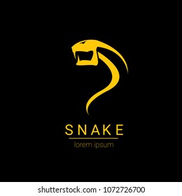 vector snake logo template. danger snake icon. viper orange silhouette isolated on black