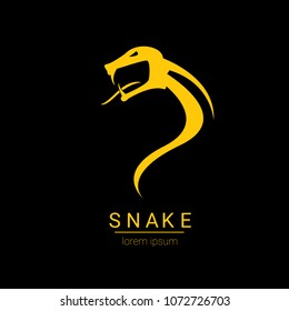 vector snake logo template. danger snake icon. viper orange silhouette isolated on black