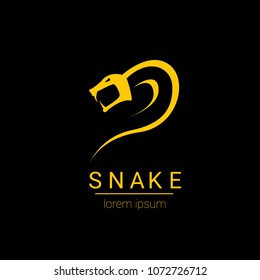 vector snake logo template. danger snake icon. viper orange silhouette isolated on black