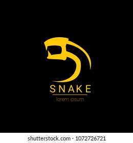 vector snake logo template. danger snake icon. viper orange silhouette isolated on black