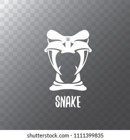 vector snake logo template. danger snake icon. viper white silhouette isolated on transparent background