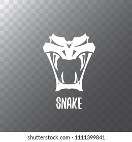 vector snake logo template. danger snake icon. viper white silhouette isolated on transparent background