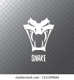 vector snake logo template. danger snake icon. viper white silhouette isolated on transparent background