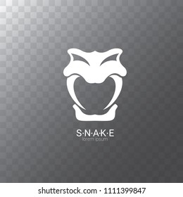 vector snake logo template. danger snake icon. viper white silhouette isolated on transparent background