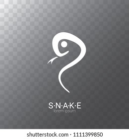 vector snake logo template. danger snake icon. viper white silhouette isolated on transparent background