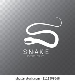 vector snake logo template. danger snake icon. viper white silhouette isolated on transparent background