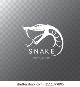 vector snake logo template. danger snake icon. viper white silhouette isolated on transparent background