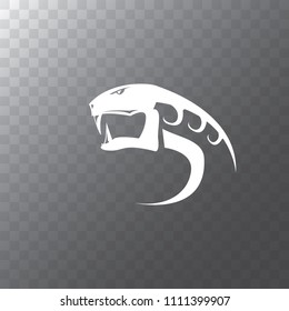 vector snake logo template. danger snake icon. viper white silhouette isolated on transparent background
