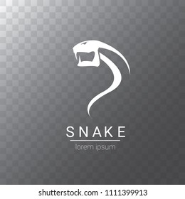 vector snake logo template. danger snake icon. viper white silhouette isolated on transparent background