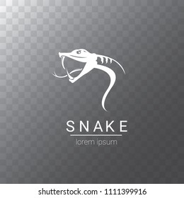 vector snake logo template. danger snake icon. viper white silhouette isolated on transparent background
