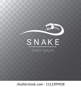 vector snake logo template. danger snake icon. viper white silhouette isolated on transparent background