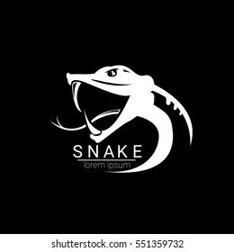 vector snake logo template. danger snake icon. viper white silhouette isolated on white