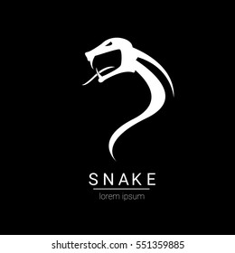 vector snake logo template. danger snake icon. viper white silhouette isolated on white
