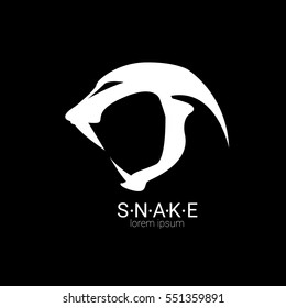 vector snake logo template. danger snake icon. viper white silhouette isolated on white