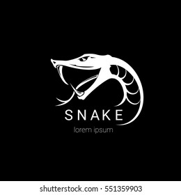 vector snake logo template. danger snake icon. viper white silhouette isolated on white