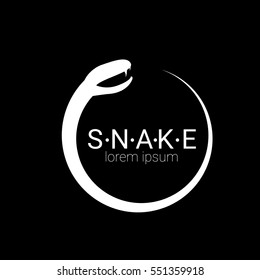 vector snake logo template. danger snake icon. viper white silhouette isolated on white