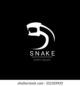 vector snake logo template. danger snake icon. viper white silhouette isolated on white