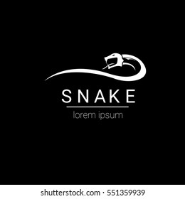 vector snake logo template. danger snake icon. viper white silhouette isolated on white