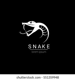 vector snake logo template. danger snake icon. viper white silhouette isolated on white