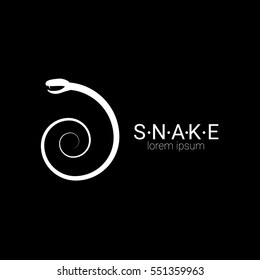 vector snake logo template. danger snake icon. viper white silhouette isolated on white