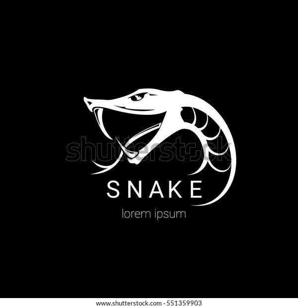 vector snake logo template. danger\
snake icon. viper white silhouette isolated on\
white