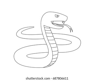 Vector Snake In Outline Style For Coloring