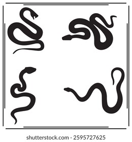Vector Snake silhouette illustration on white background,