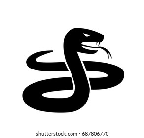 Vector snake in silhouette style