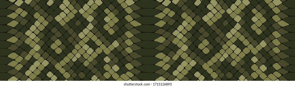 
Piel vectorial de serpiente, patrón de camuflaje reptil para el diseño de tela. Impresión animal, textura de pitón sin fisuras. Fondo de cuero abstracto
