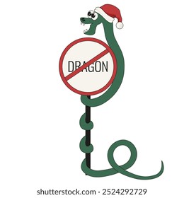 Vector snake and stop dragon sign isolated transparent background. Template design 2025 new year concept. Time to snake. Dragon year end. EPS 10