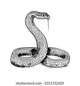 Vector snake vitage style engraving pen and Ink Pile style isolated on white backround