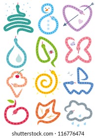 Vector Snakes Calendar. All Monthes Of Year.