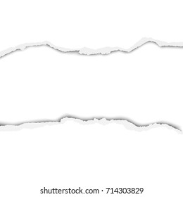 Vector snatched hole in white paper with torn edges. Template paper design.