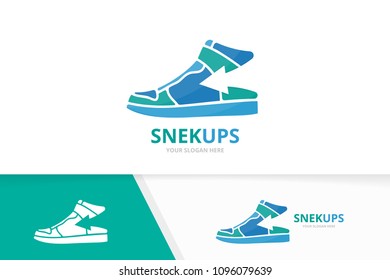 Vector Sneaker And Arrow Up Logo Combination. Shoe And Growth Symbol Or Icon. Unique Footwear And Upload Logotype Design Template.