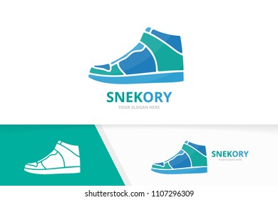 Vector sneaker logo combination. Shoe symbol or icon. Unique footwear logotype design template.
