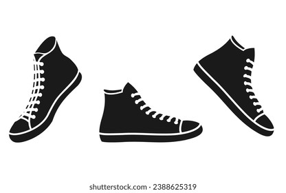 vector sneaker shoe icon logo. high top sneaker vector design isolated in white background.	