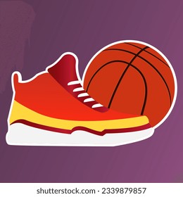 Vector sneakers and a basket ball illustration
