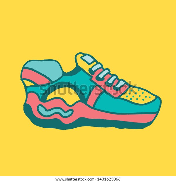 Vector Sneakers Drawing Yellow Background Stock Vector (Royalty Free ...