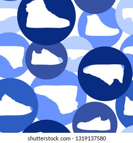 Vector sneakers shoes seamless pattern, teenage school boys and girls popular street wear. Color modern running footwear background for textile, wrapping paper, social media, shop, web, promotion, ad