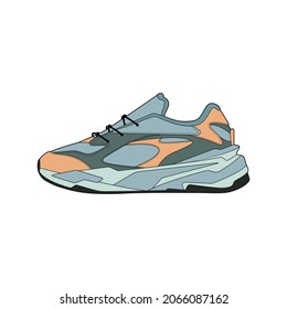 Zapatos de zapatillas vectoriales para entrenamiento, ilustración del vector del zapato. Zapatos deportivos coloridos.